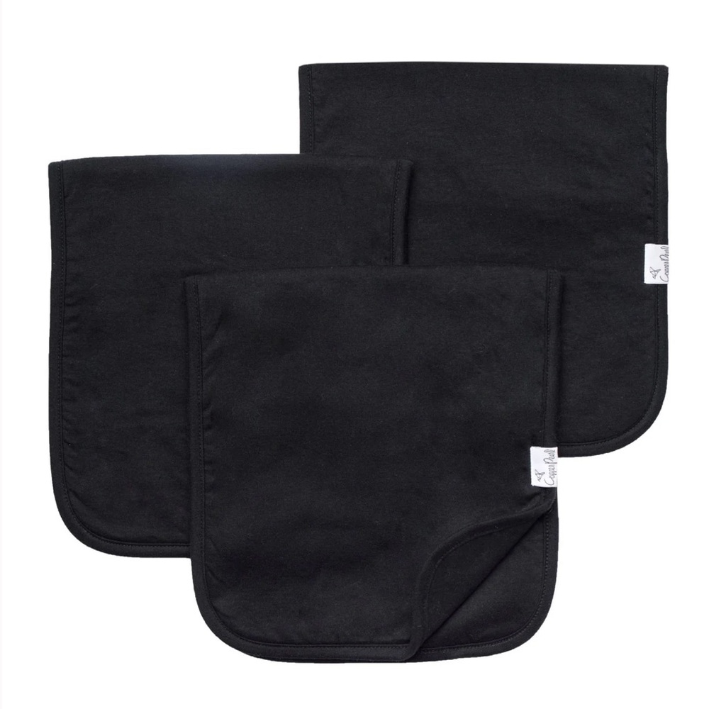 Copper Pearl - Solid Black Burp Cloths x6